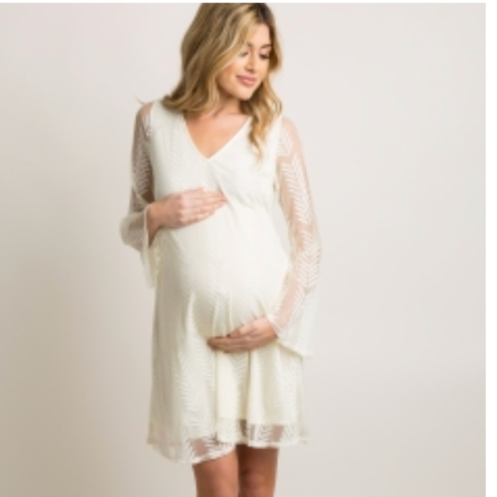 Pinkblush lace overlay maternity dress
